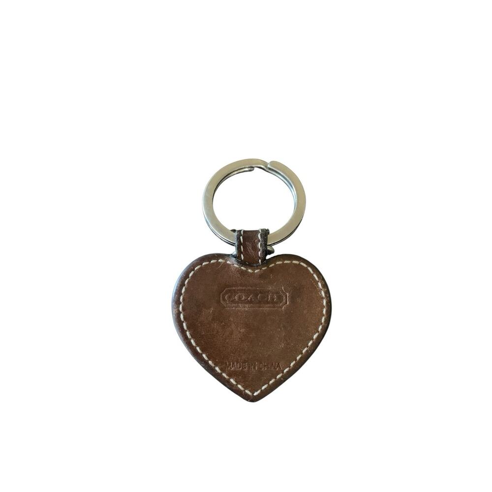 Coach Vintage Signature Brown Heart Shaped Leather Fob Keychain w/Hang Tag-Rare - Picture 4 of 6